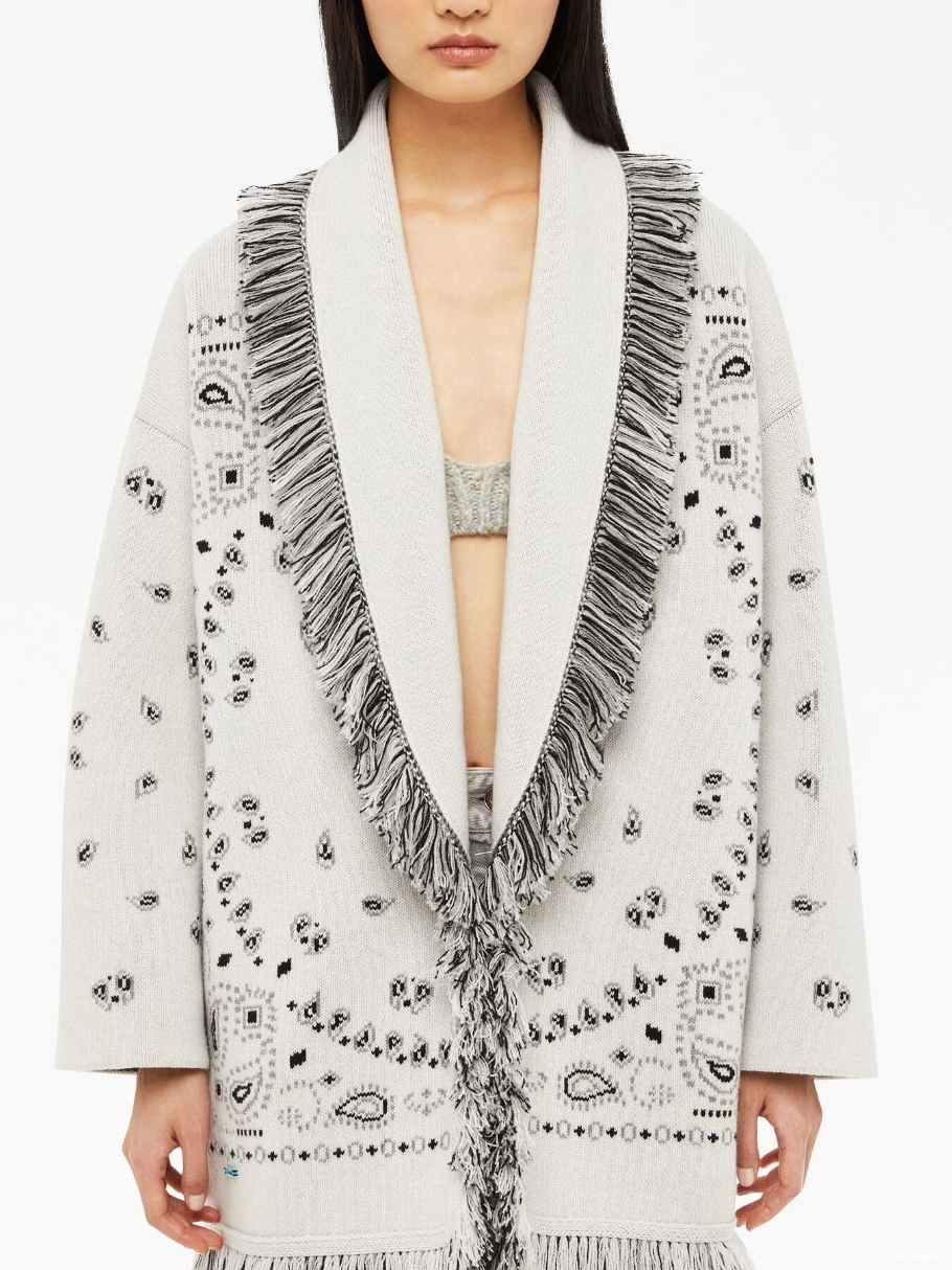 Cheap Jacquard cashmere Bandana cardigan Alanui Women fringed 0721